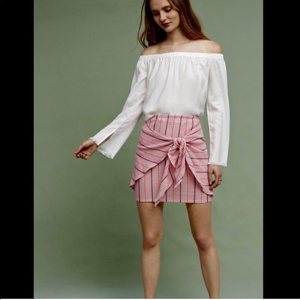 Holding Horses Tie Front Gauze Rainbow Metallic Stripe Mini Skirt
